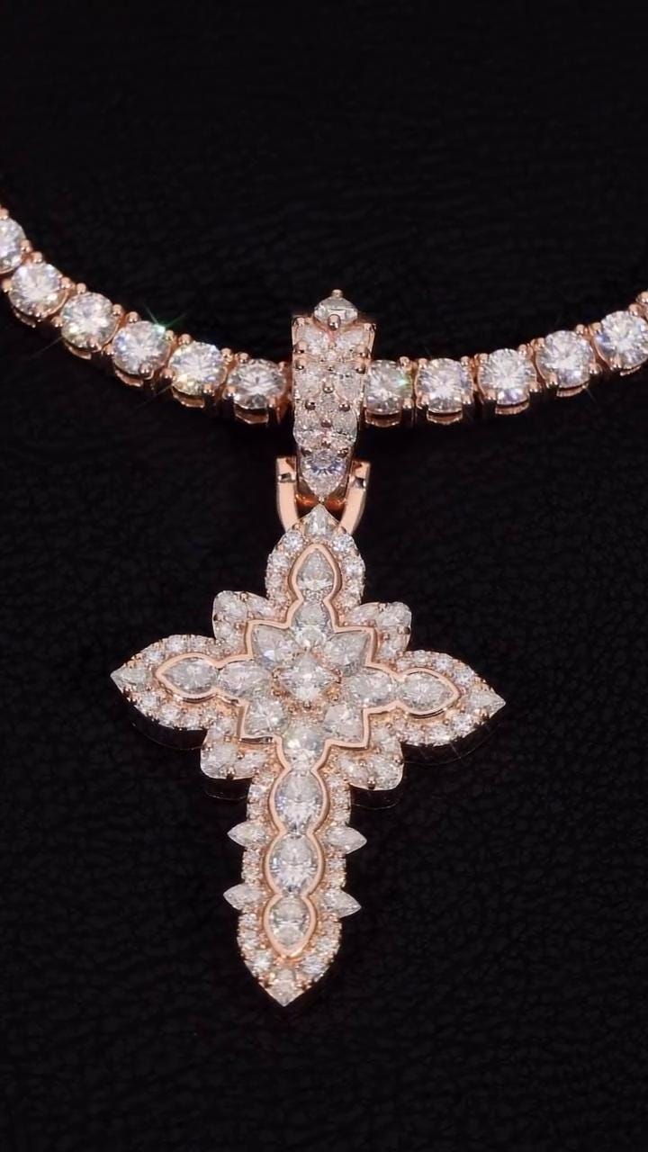 Large Iced Out Cross Pendant Necklace for Men & Women | 925 Silver/10K Gold | CZ, Moissanite, Lab Diamond | Hip Hop Religious Jewelry