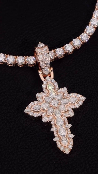 Large Iced Out Cross Pendant Necklace for Men & Women | 925 Silver/10K Gold | CZ, Moissanite, Lab Diamond | Hip Hop Religious Jewelry