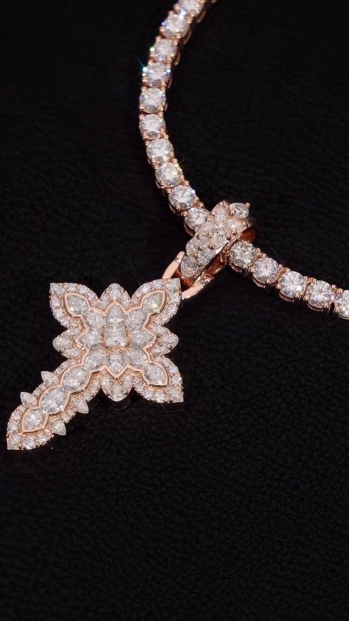 Large Iced Out Cross Pendant Necklace for Men & Women | 925 Silver/10K Gold | CZ, Moissanite, Lab Diamond | Hip Hop Religious Jewelry
