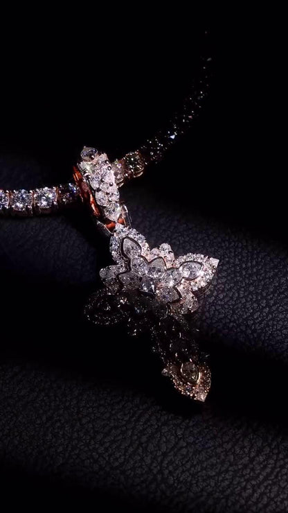 Large Iced Out Cross Pendant Necklace for Men & Women | 925 Silver/10K Gold | CZ, Moissanite, Lab Diamond | Hip Hop Religious Jewelry