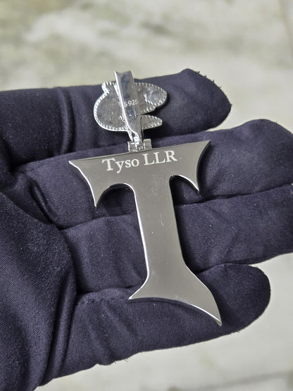 Baguette cut VVS1 Moissanite Letter "T" Pendant, Iced out Chunky Pendant, Custom Alphabet/Letter, 925 Sterling Silver/10k, Hip Hop Pendant