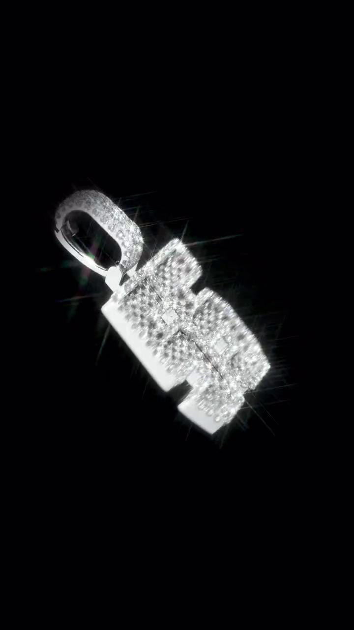 Emerald cut VVS1 Moissanite Layered Pendant, Iced out Chunky Pendant, Custom Letter, 925 Sterling Silver/10k, Hip Hop Pendant