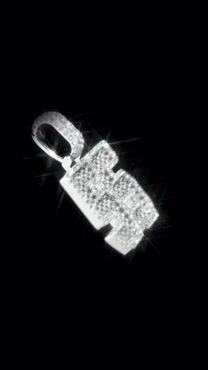 Emerald cut VVS1 Moissanite Layered Pendant, Iced out Chunky Pendant, Custom Letter, 925 Sterling Silver/10k, Hip Hop Pendant