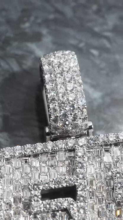Emerald cut VVS1 Moissanite Layered Pendant, Iced out Chunky Pendant, Custom Letter, 925 Sterling Silver/10k, Hip Hop Pendant