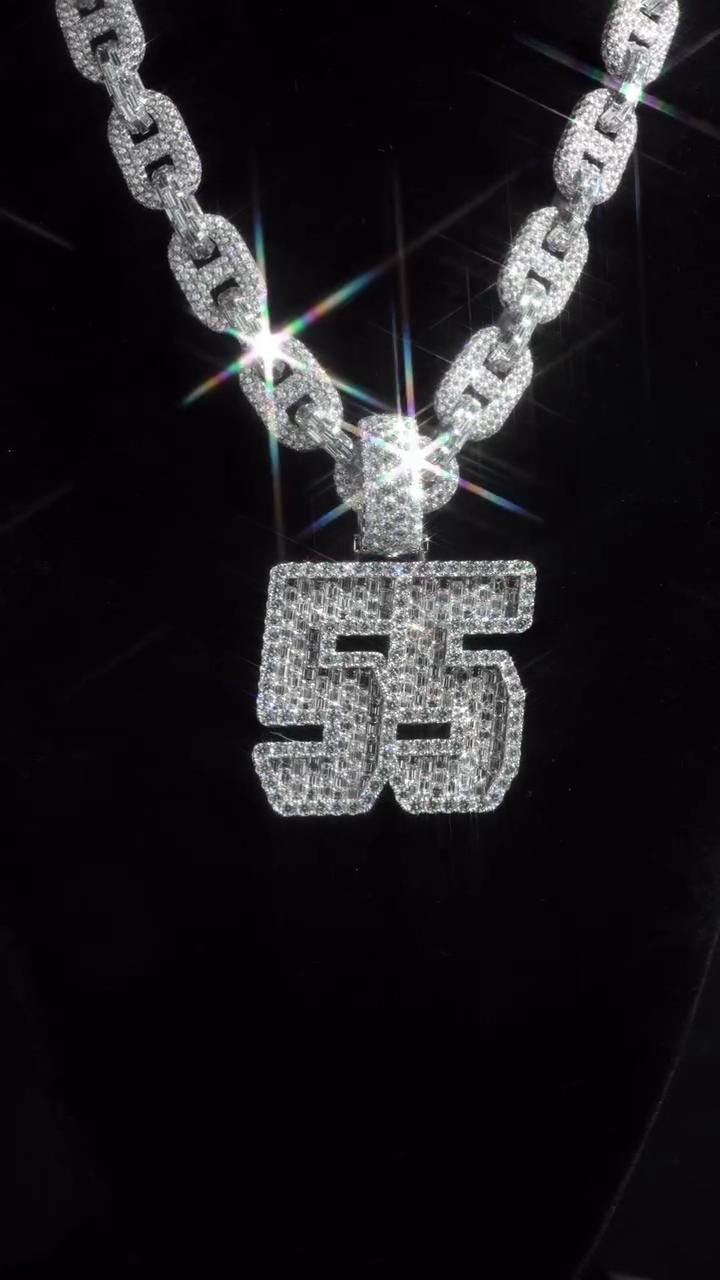 Emerald cut VVS1 Moissanite Layered Pendant, Iced out Chunky Pendant, Custom Letter, 925 Sterling Silver/10k, Hip Hop Pendant