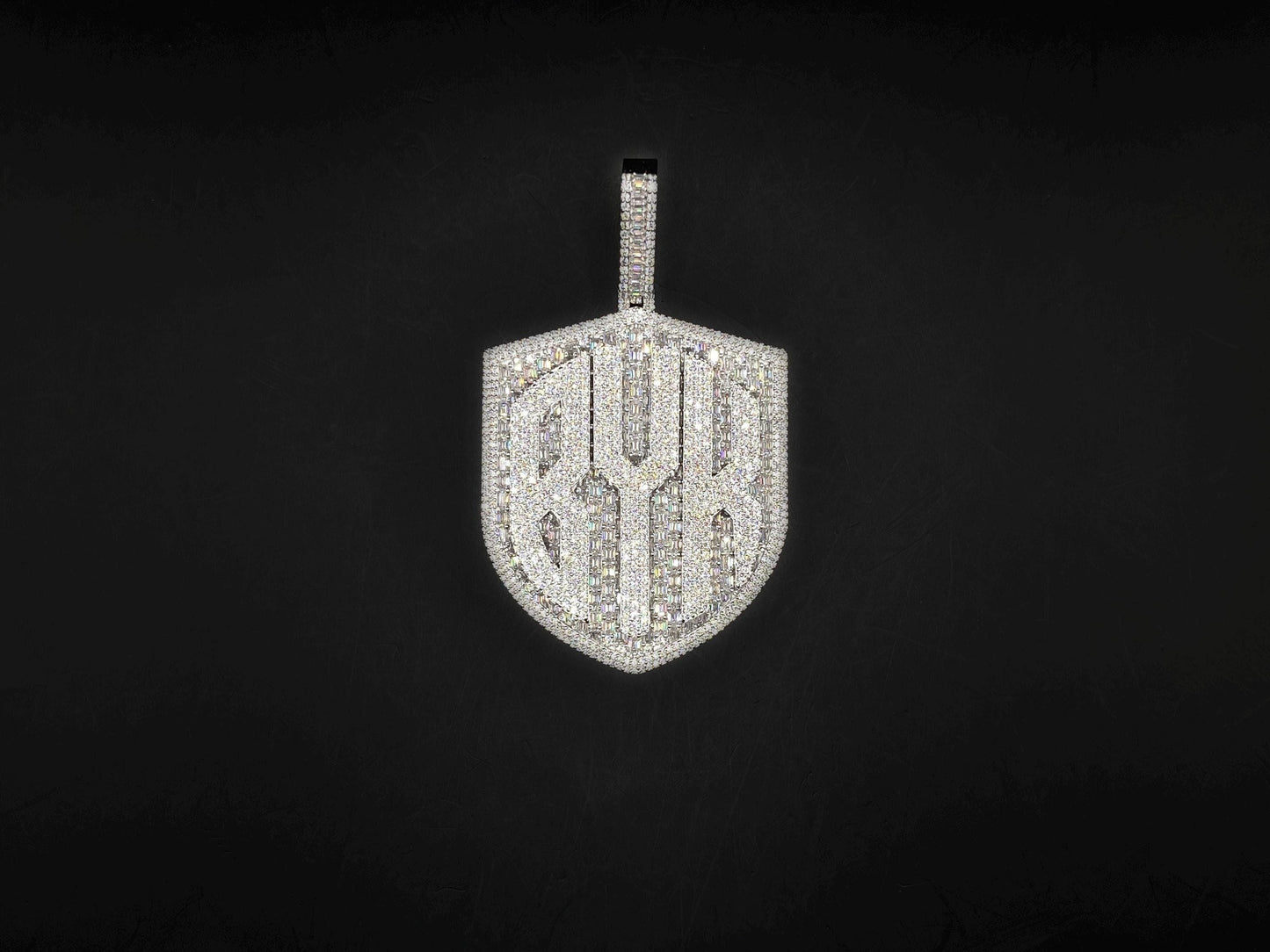 Custom Iced Out Lab Diamond Pendant – 2.5" Hip Hop Bling Jewelry | 925 Silver or 10K Gold | Baguette & Round | Passes Diamond Tester