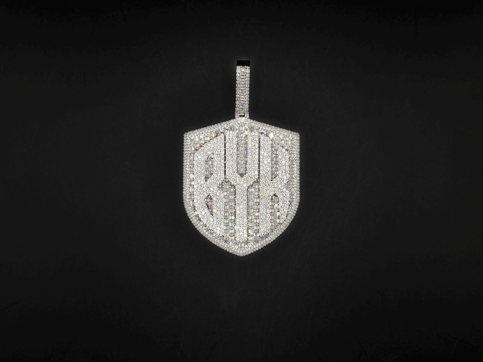Custom Iced Out Lab Diamond Pendant – 2.5" Hip Hop Bling Jewelry | 925 Silver or 10K Gold | Baguette & Round | Passes Diamond Tester