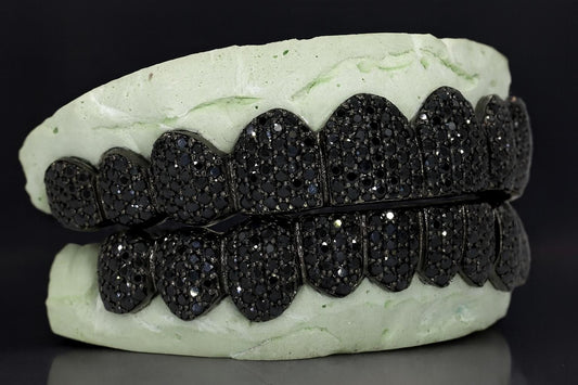 VVS Moissanite Grillz in 925 Sterling Silver, Black Moissanite Grillz, Diamond Tester Approved