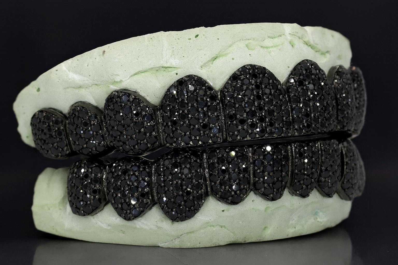 VVS Moissanite Grillz in 925 Sterling Silver, Black Moissanite Grillz, Diamond Tester Approved
