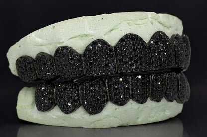 VVS Moissanite Grillz in 925 Sterling Silver, Black Moissanite Grillz, Diamond Tester Approved