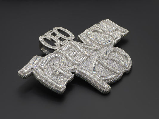 5" Fully Iced Trench Kid VVS Moissanite Pendant, Pass Diamond Test, Icy Hip Hop Jewelry, Solid Back Custom Pendant