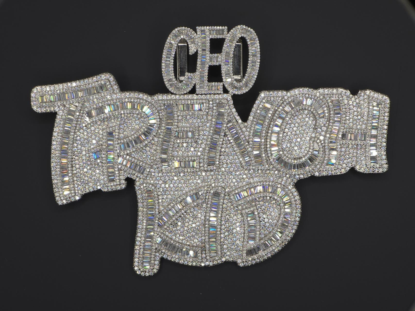 5" Fully Iced Trench Kid VVS Moissanite Pendant, Pass Diamond Test, Icy Hip Hop Jewelry, Solid Back Custom Pendant