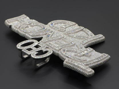 5" Fully Iced Trench Kid VVS Moissanite Pendant, Pass Diamond Test, Icy Hip Hop Jewelry, Solid Back Custom Pendant