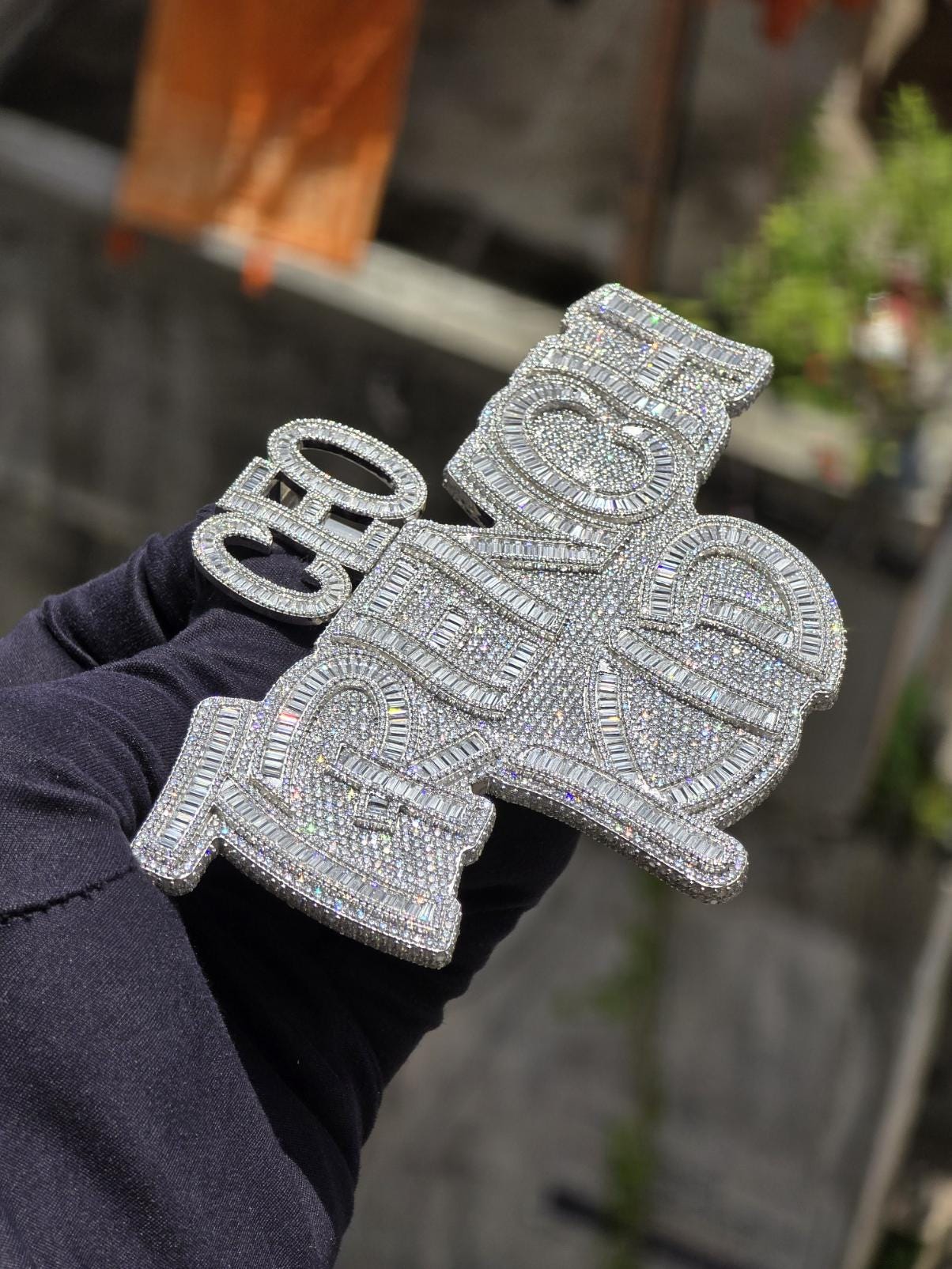5" Fully Iced Trench Kid VVS Moissanite Pendant, Pass Diamond Test, Icy Hip Hop Jewelry, Solid Back Custom Pendant