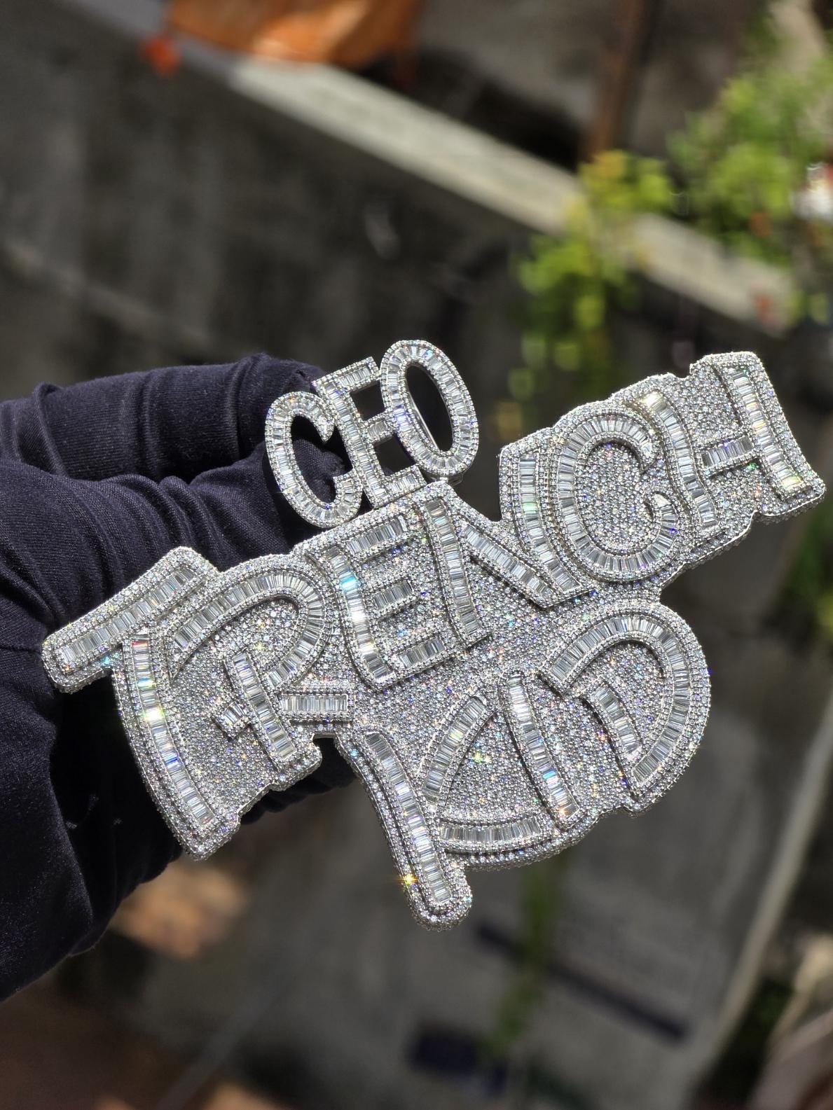 5" Fully Iced Trench Kid VVS Moissanite Pendant, Pass Diamond Test, Icy Hip Hop Jewelry, Solid Back Custom Pendant