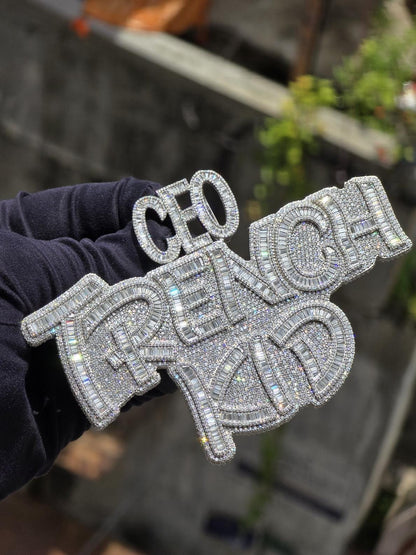 5" Fully Iced Trench Kid VVS Moissanite Pendant, Pass Diamond Test, Icy Hip Hop Jewelry, Solid Back Custom Pendant