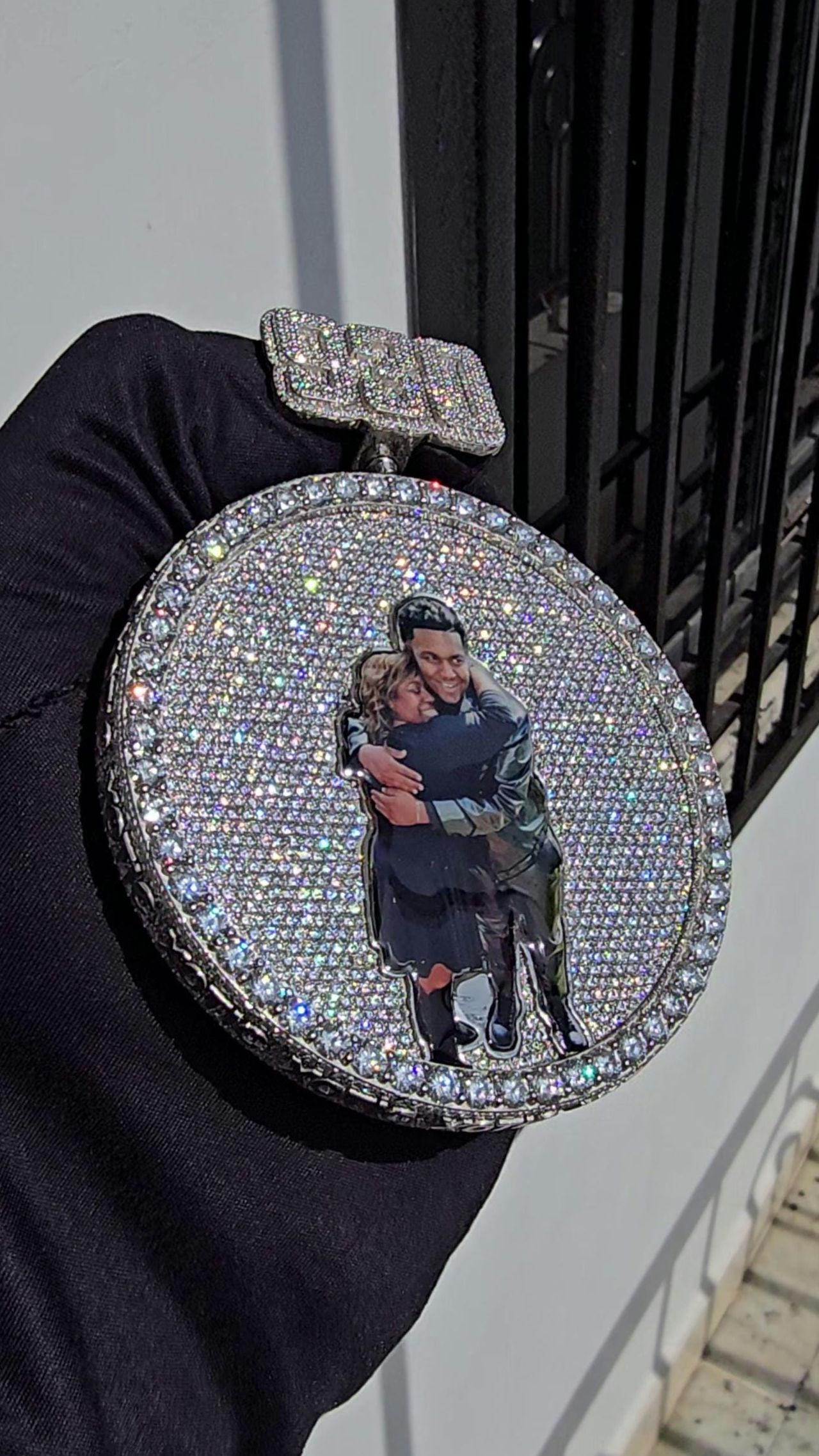 Custom made Iced Out Hip Hop Pendant | Chunky Reversible Moissanite pendant | 925 Silver / 10K Gold | Custom Handmade Moissanite Jewelry