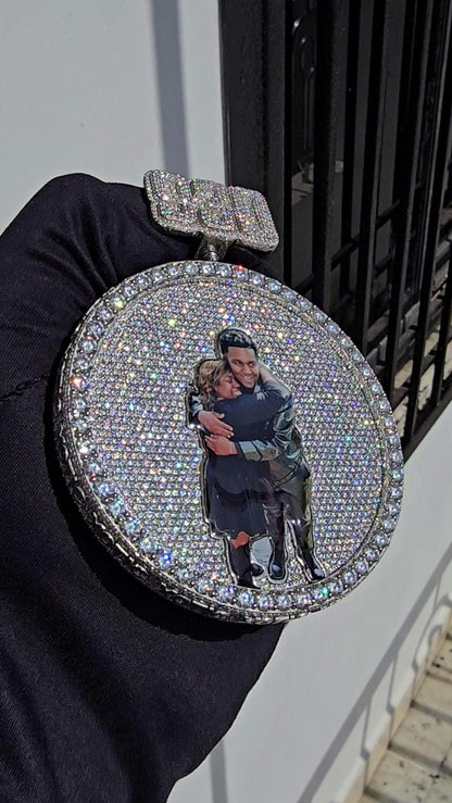 Custom made Iced Out Hip Hop Pendant | Chunky Reversible Moissanite pendant | 925 Silver / 10K Gold | Custom Handmade Moissanite Jewelry