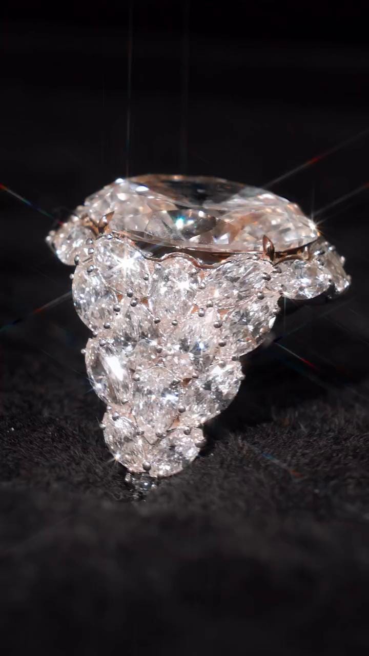 8ct Oval Moissanite Cluster Ring with Pear and Marquise Stones, Hip Hop Pinky Ring for Rappers, 925 Sterling Silver Rose & Silver Dual Tone
