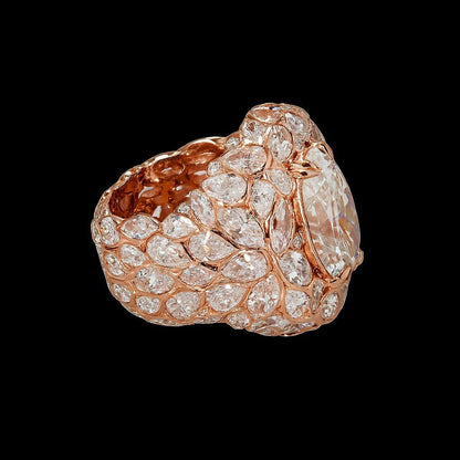 10ct Oval Moissanite Pinky Ring, Rose Gold Iced Out Hip Hop Ring, Pear & Marquise Cluster Bling, Rapper Statement Jewelry