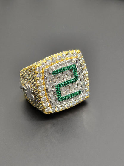 Custom Iced Out Championship Ring, 925 Sterling Silver & VVS Moissanite, Personalized Hip Hop Bling Ring, Men's Statement Jewelry