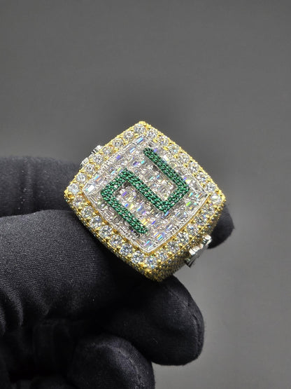 Custom Iced Out Championship Ring, 925 Sterling Silver & VVS Moissanite, Personalized Hip Hop Bling Ring, Men's Statement Jewelry