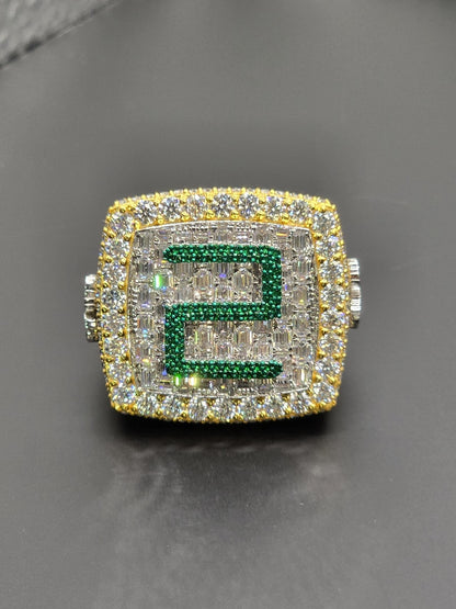 Custom Iced Out Championship Ring, 925 Sterling Silver & VVS Moissanite, Personalized Hip Hop Bling Ring, Men's Statement Jewelry