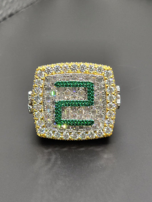 Custom Iced Out Championship Ring, 925 Sterling Silver & VVS Moissanite, Personalized Hip Hop Bling Ring, Men's Statement Jewelry