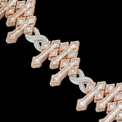 VVS1 Diamond Cross Link Bracelet, VVS1 Quality Baguette Moissanite Diamond, Pass Diamond Tester, Heavy Quality 925 Sterling Silver/Solid 10k