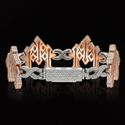 VVS1 Diamond Cross Link Bracelet, VVS1 Quality Baguette Moissanite Diamond, Pass Diamond Tester, Heavy Quality 925 Sterling Silver/Solid 10k