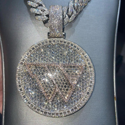 Custom Moissanite Pendant, Iced Out Hip Hop Jewelry, 925 Silver/10K Gold Pendant, Chunky Moissanite Necklace, Custom Bling Gift