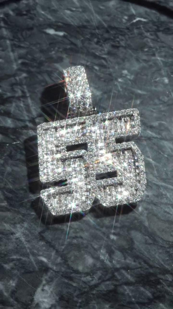 Emerald cut VVS1 Moissanite Layered Pendant, Iced out Chunky Pendant, Custom Letter, 925 Sterling Silver/10k, Hip Hop Pendant