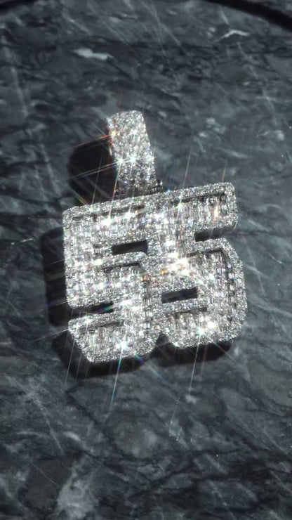 Emerald cut VVS1 Moissanite Layered Pendant, Iced out Chunky Pendant, Custom Letter, 925 Sterling Silver/10k, Hip Hop Pendant