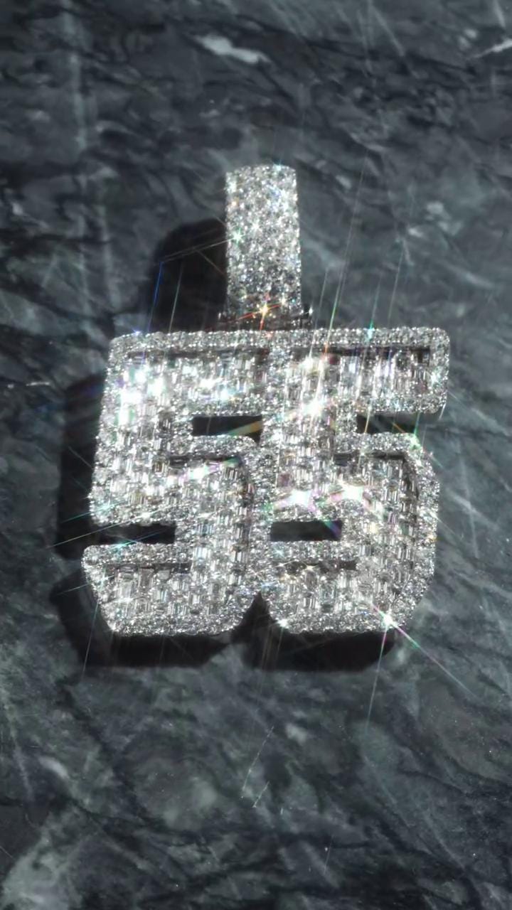 Emerald cut VVS1 Moissanite Layered Pendant, Iced out Chunky Pendant, Custom Letter, 925 Sterling Silver/10k, Hip Hop Pendant