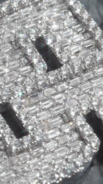 Emerald cut VVS1 Moissanite Layered Pendant, Iced out Chunky Pendant, Custom Letter, 925 Sterling Silver/10k, Hip Hop Pendant