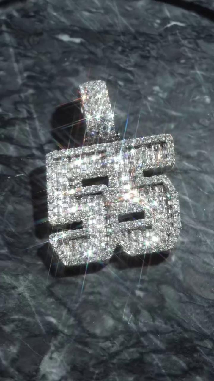 Emerald cut VVS1 Moissanite Layered Pendant, Iced out Chunky Pendant, Custom Letter, 925 Sterling Silver/10k, Hip Hop Pendant
