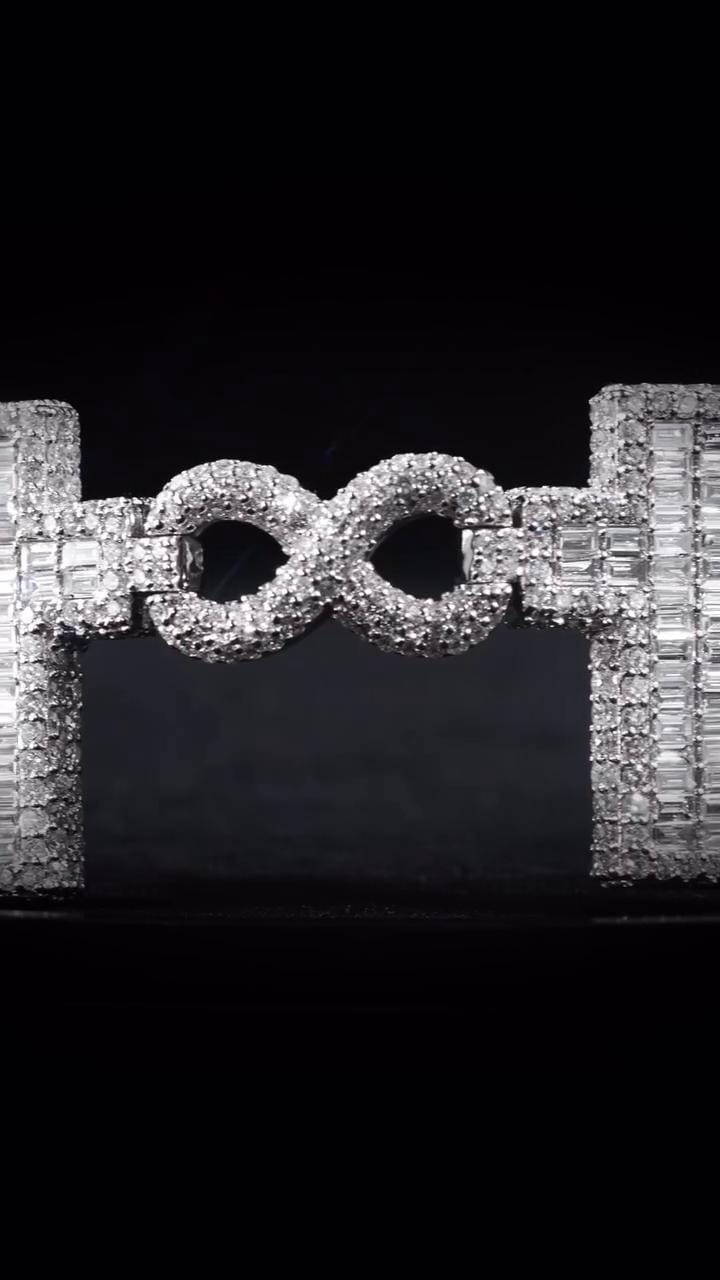 Cross Infinity Moissanite Bracelet, VVS1 Moissanite Passes Diamond Test, 925 Sterling Silver Hip Hop Jewelry, Luxury Bling for Men & Women