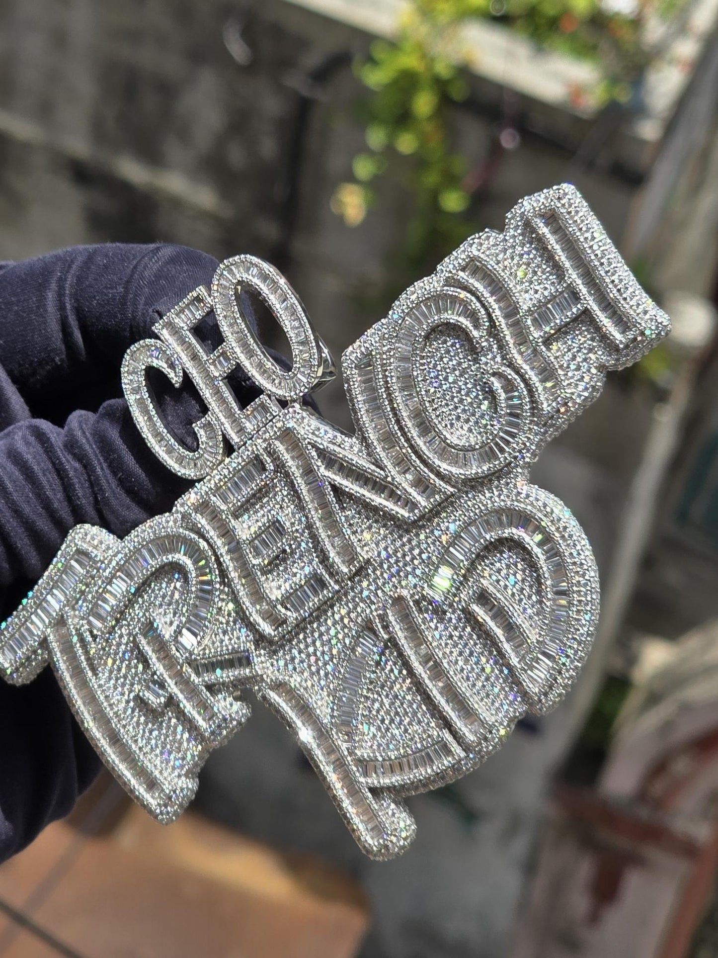 5" Fully Iced Trench Kid VVS Moissanite Pendant, Pass Diamond Test, Icy Hip Hop Jewelry, Solid Back Custom Pendant