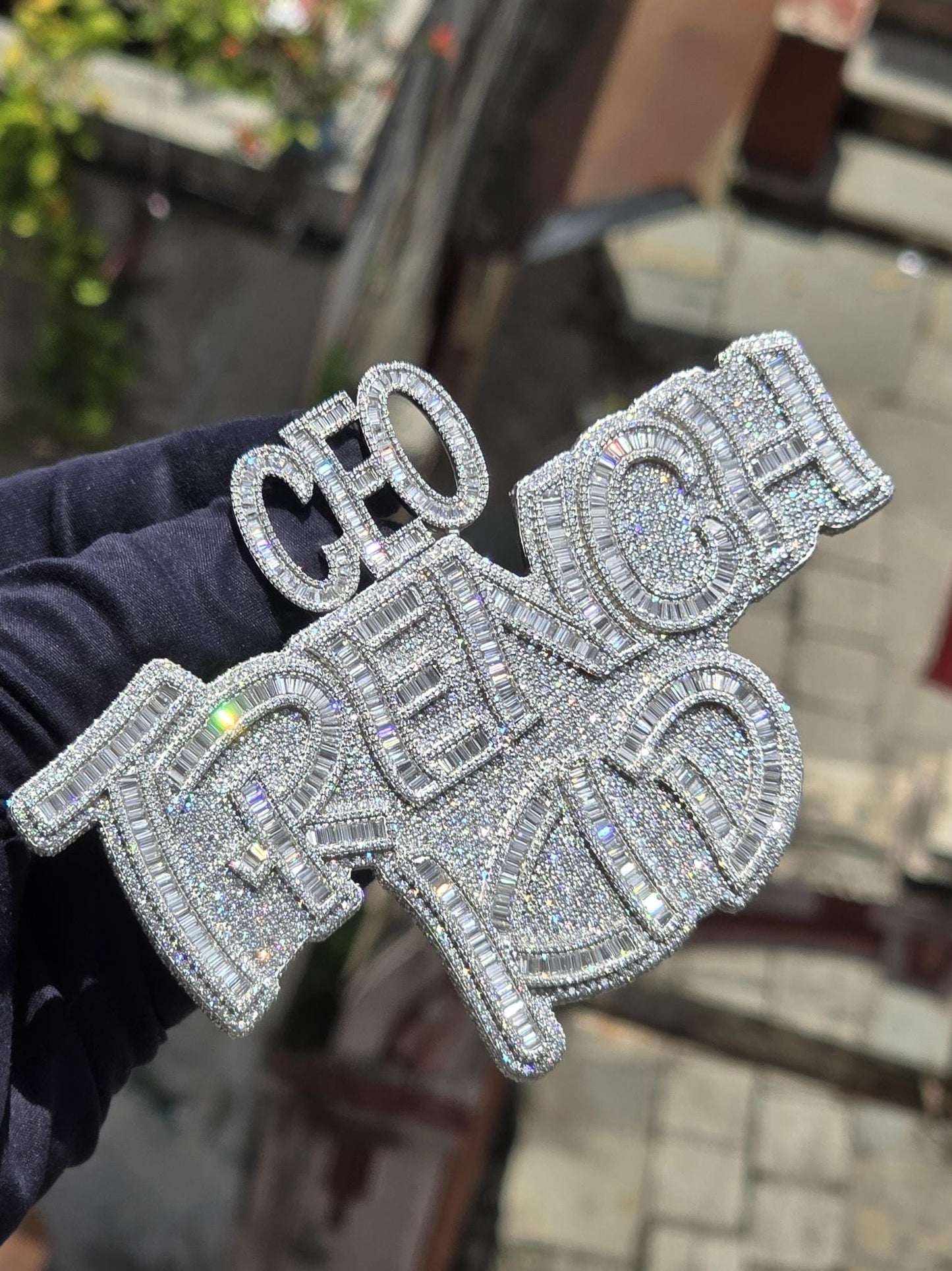 5" Fully Iced Trench Kid VVS Moissanite Pendant, Pass Diamond Test, Icy Hip Hop Jewelry, Solid Back Custom Pendant