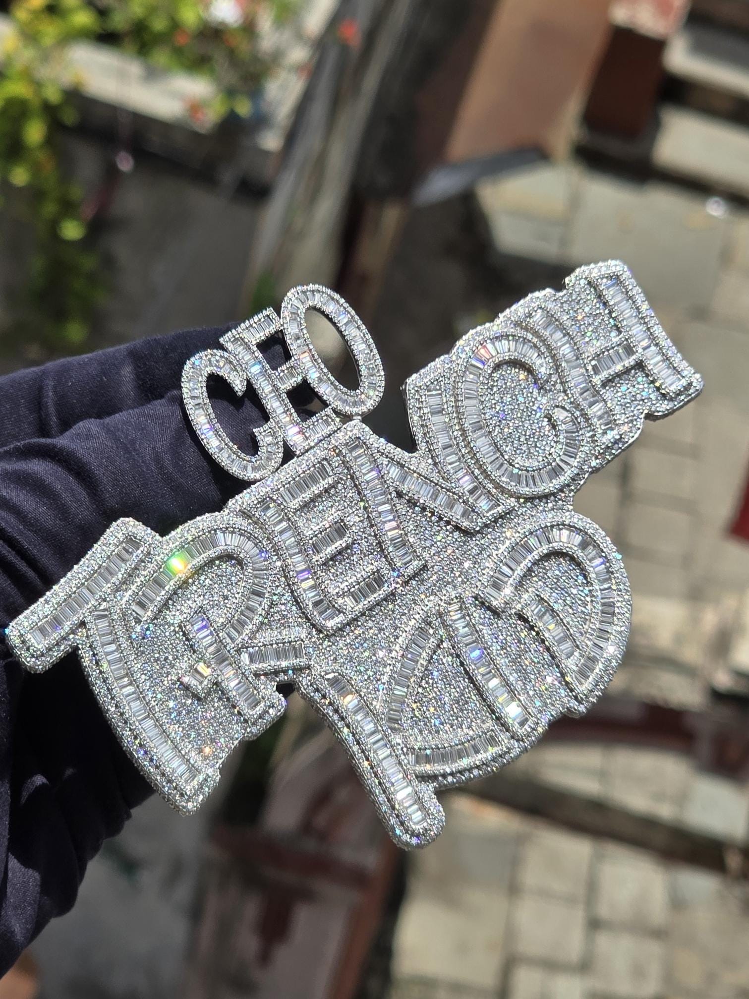 5" Fully Iced Trench Kid VVS Moissanite Pendant, Pass Diamond Test, Icy Hip Hop Jewelry, Solid Back Custom Pendant