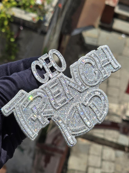 5" Fully Iced Trench Kid VVS Moissanite Pendant, Pass Diamond Test, Icy Hip Hop Jewelry, Solid Back Custom Pendant