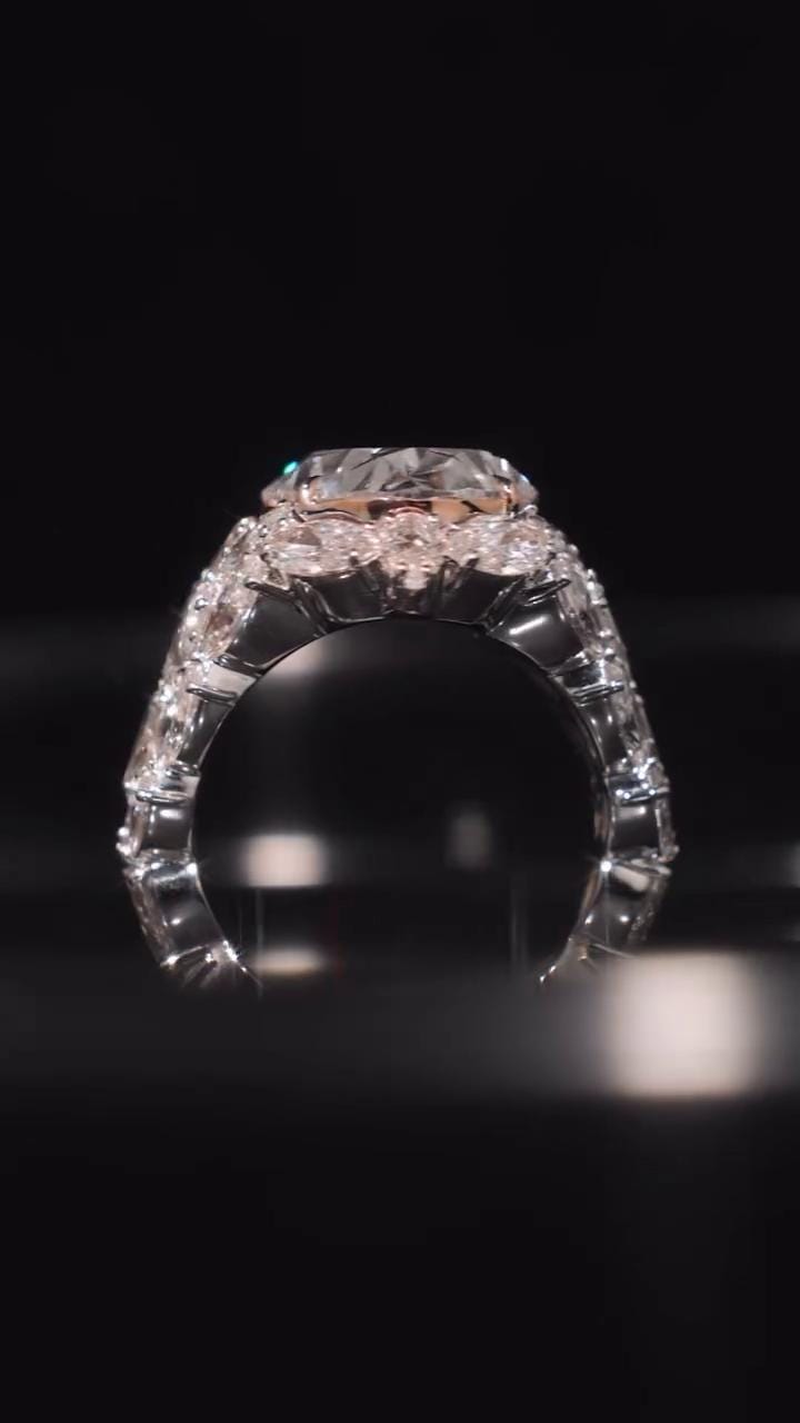 8ct Oval Moissanite Cluster Ring with Pear and Marquise Stones, Hip Hop Pinky Ring for Rappers, 925 Sterling Silver Rose & Silver Dual Tone