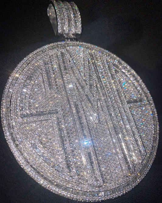 Custom made Iced Out Hip Hop Pendant | Chunky Reversible Moissanite pendant | 925 Silver / 10K Gold | Custom Handmade Moissanite Jewelry