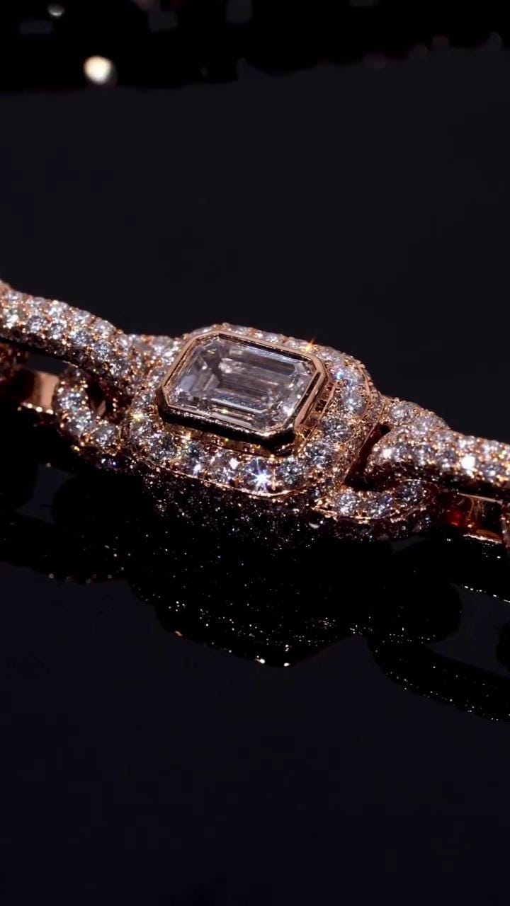 Custom Multi Shape Hermes Link Chain, Over 100ct VVS Diamond Necklace, Unique Hip Hop Jewelry, Iced Out Statement Chain