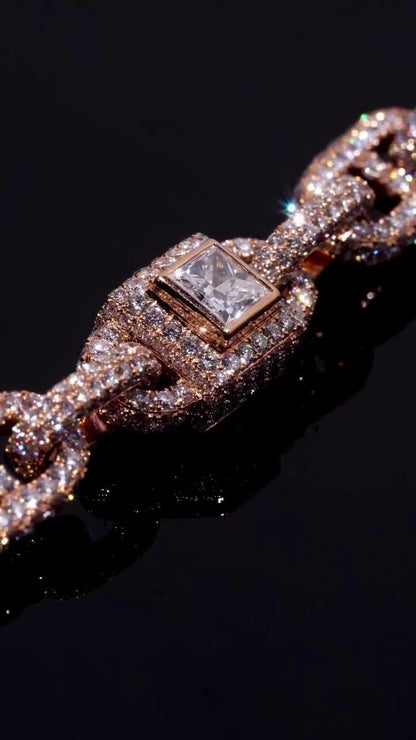 Custom Multi Shape Hermes Link Chain, Over 100ct VVS Diamond Necklace, Unique Hip Hop Jewelry, Iced Out Statement Chain