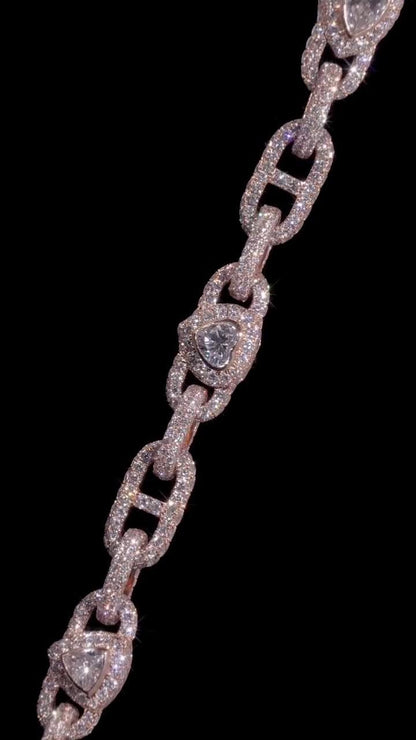 Custom Multi Shape Hermes Link Chain, Over 100ct VVS Diamond Necklace, Unique Hip Hop Jewelry, Iced Out Statement Chain
