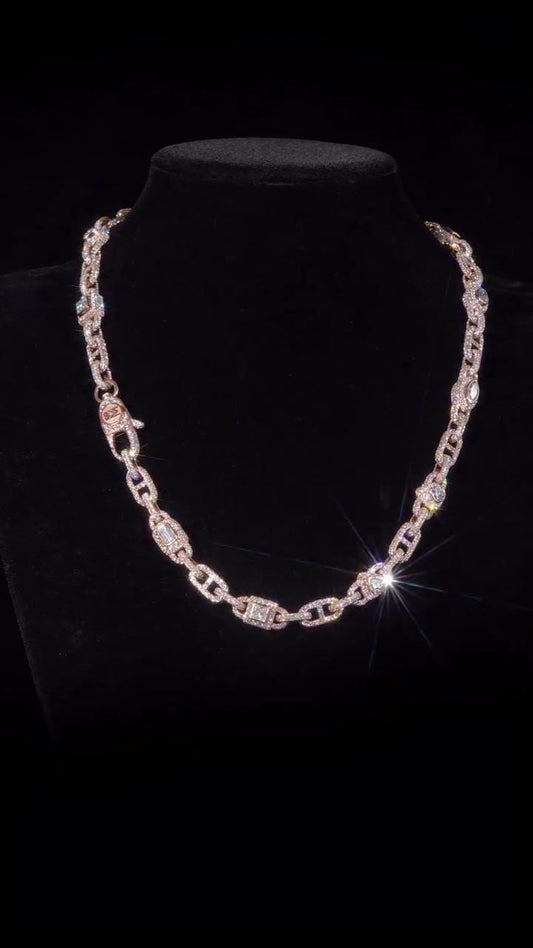 Custom Multi Shape Hermes Link Chain, Over 100ct VVS Diamond Necklace, Unique Hip Hop Jewelry, Iced Out Statement Chain