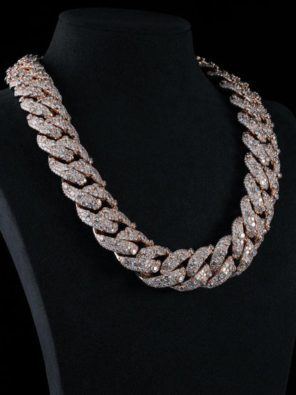 26mm Iced Out Cuban Link Chain | VVS Moissanite Hip Hop Necklace | Mosaic Bezel Set | 925 Sterling Silver | Rapper Jewelry