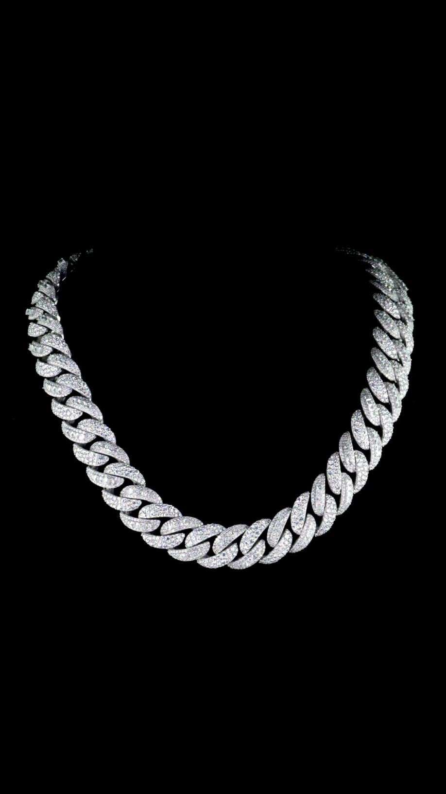 20mm VVS1 Moissanite Cuban Link Chain, 16–30 Inch, 925 Sterling Silver, Rhodium Plated, Iced Out Necklace with Custom Lock