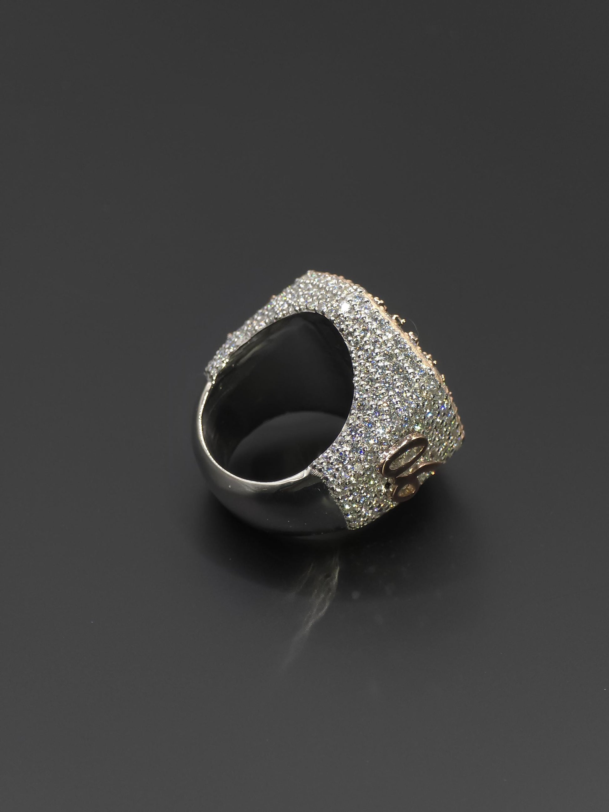 Custom Snowflake Iced-Out Ring – VVS Moissanite Hip Hop Ring in 925 Silver with Rose Gold Rhodium Plating – Men's Statement Bling Jewelry